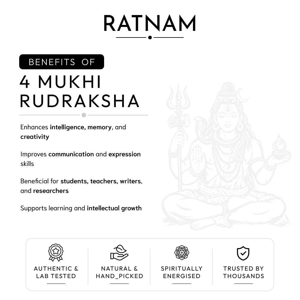 Buy 4 Mukhi Nepali Rudraksha | 100% Original & Energised