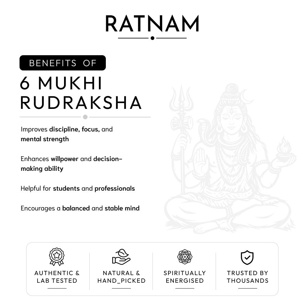 Buy 6 Mukhi Nepali Rudraksha | 100% Original & Energised